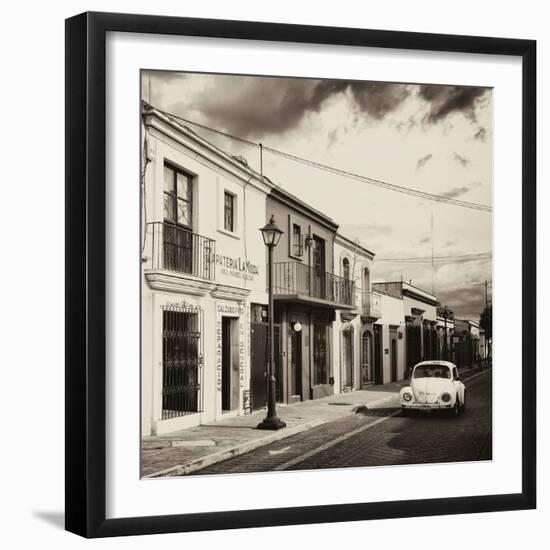 ¡Viva Mexico! Square Collection - Colorful Facades and White VW Beetle Car II-Philippe Hugonnard-Framed Photographic Print