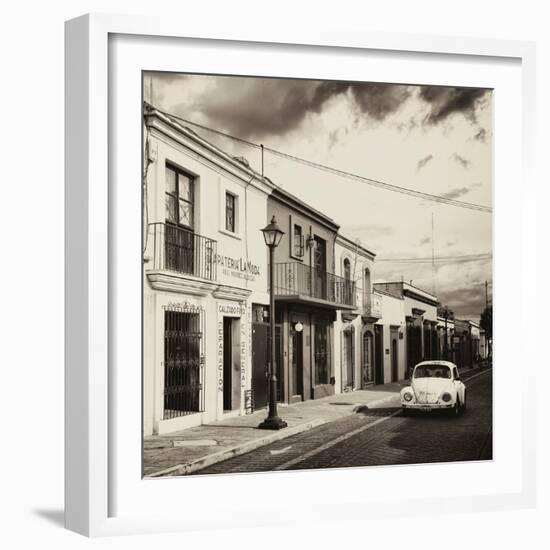 ¡Viva Mexico! Square Collection - Colorful Facades and White VW Beetle Car II-Philippe Hugonnard-Framed Photographic Print