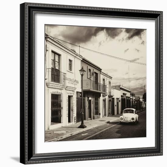 ¡Viva Mexico! Square Collection - Colorful Facades and White VW Beetle Car II-Philippe Hugonnard-Framed Photographic Print