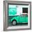 ¡Viva Mexico! Square Collection - Coral Green VW Beetle Car and American Graffiti-Philippe Hugonnard-Framed Photographic Print