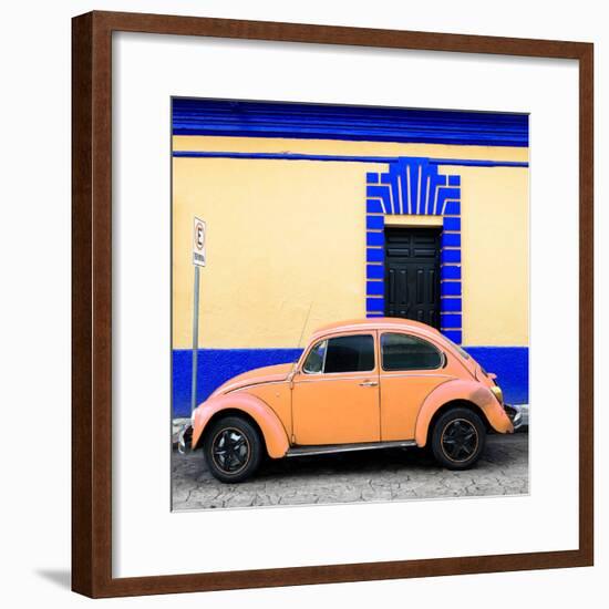 ¡Viva Mexico! Square Collection - Coral VW Beetle - San Cristobal-Philippe Hugonnard-Framed Photographic Print