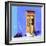 ¡Viva Mexico! Square Collection - Dark Beige Door & Blue Wall in Campeche-Philippe Hugonnard-Framed Photographic Print