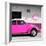 ¡Viva Mexico! Square Collection - Deep Pink VW Beetle Car & Peace Symbol-Philippe Hugonnard-Framed Photographic Print