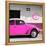 ¡Viva Mexico! Square Collection - Deep Pink VW Beetle Car & Peace Symbol-Philippe Hugonnard-Framed Premier Image Canvas