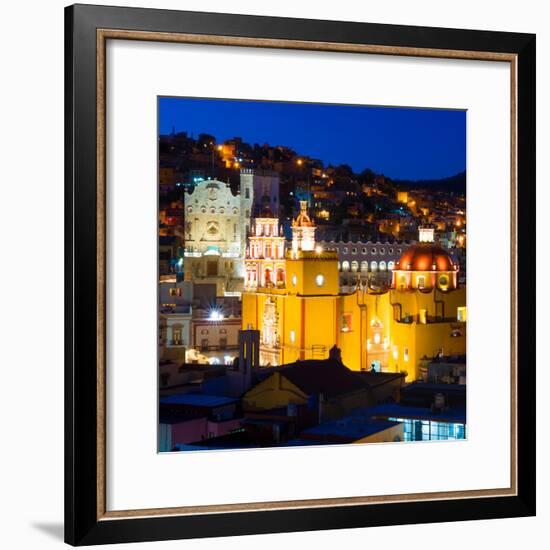 ¡Viva Mexico! Square Collection - Guanajuato Church by Night-Philippe Hugonnard-Framed Photographic Print