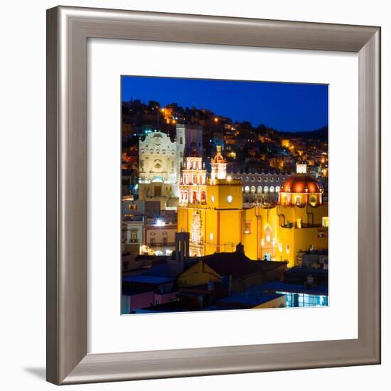 ¡Viva Mexico! Square Collection - Guanajuato Church by Night-Philippe Hugonnard-Framed Photographic Print