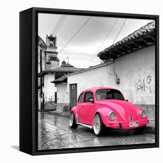 ?Viva Mexico! Square Collection - Hot Pink VW Beetle Car in San Cristobal de Las Casas-Philippe Hugonnard-Framed Premier Image Canvas