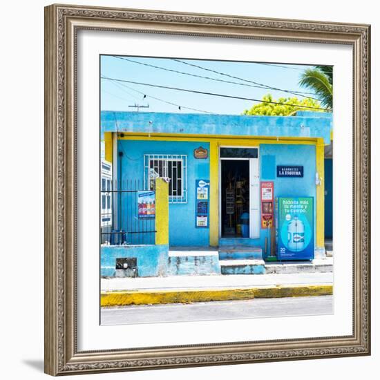 ¡Viva Mexico! Square Collection - "La Esquina" Blue Supermarket - Cancun-Philippe Hugonnard-Framed Photographic Print