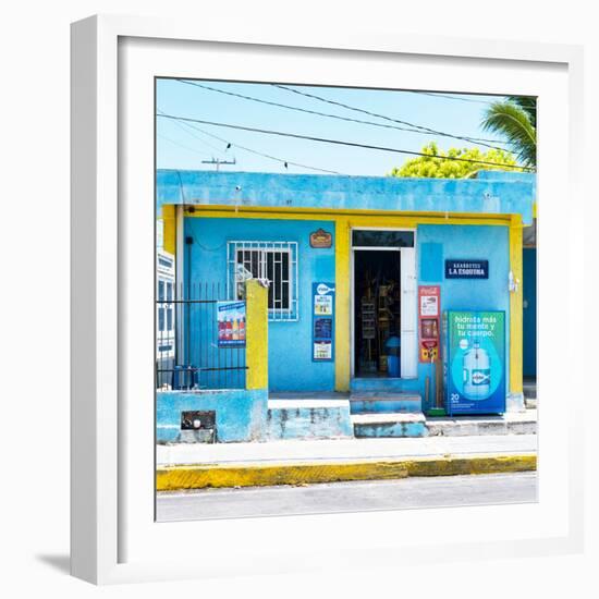 ¡Viva Mexico! Square Collection - "La Esquina" Blue Supermarket - Cancun-Philippe Hugonnard-Framed Photographic Print