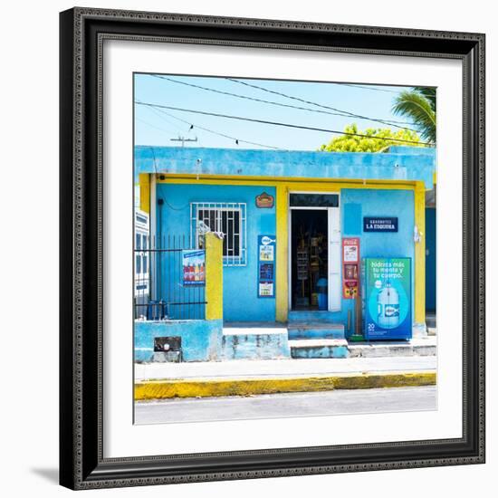 ¡Viva Mexico! Square Collection - "La Esquina" Blue Supermarket - Cancun-Philippe Hugonnard-Framed Photographic Print