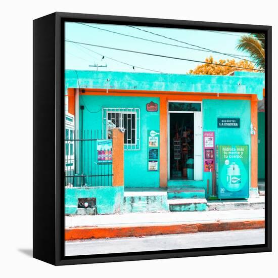 ¡Viva Mexico! Square Collection - "La Esquina" Coral Green Supermarket - Cancun-Philippe Hugonnard-Framed Premier Image Canvas