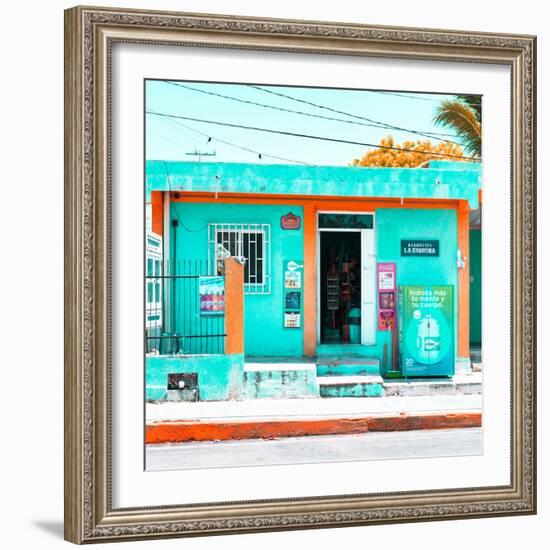 ¡Viva Mexico! Square Collection - "La Esquina" Coral Green Supermarket - Cancun-Philippe Hugonnard-Framed Photographic Print