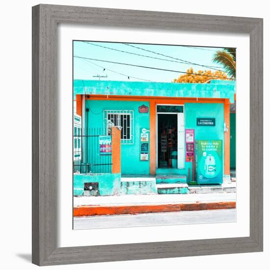 ¡Viva Mexico! Square Collection - "La Esquina" Coral Green Supermarket - Cancun-Philippe Hugonnard-Framed Photographic Print