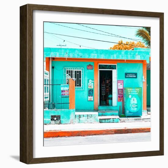 ¡Viva Mexico! Square Collection - "La Esquina" Coral Green Supermarket - Cancun-Philippe Hugonnard-Framed Photographic Print