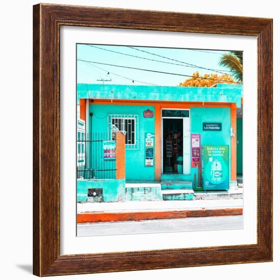 ¡Viva Mexico! Square Collection - "La Esquina" Coral Green Supermarket - Cancun-Philippe Hugonnard-Framed Photographic Print