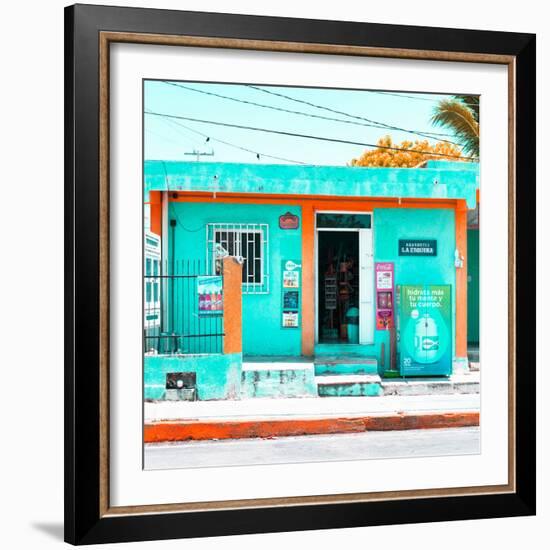 ¡Viva Mexico! Square Collection - "La Esquina" Coral Green Supermarket - Cancun-Philippe Hugonnard-Framed Photographic Print