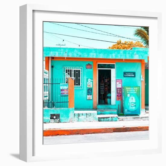 ¡Viva Mexico! Square Collection - "La Esquina" Coral Green Supermarket - Cancun-Philippe Hugonnard-Framed Photographic Print