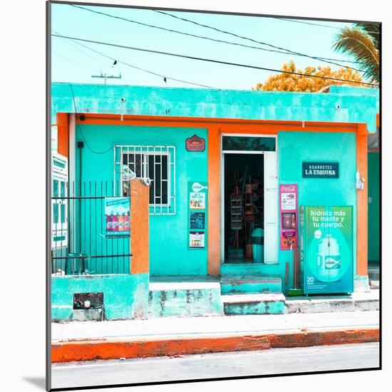 ¡Viva Mexico! Square Collection - "La Esquina" Coral Green Supermarket - Cancun-Philippe Hugonnard-Mounted Photographic Print