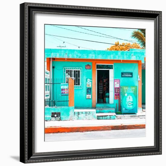 ¡Viva Mexico! Square Collection - "La Esquina" Coral Green Supermarket - Cancun-Philippe Hugonnard-Framed Photographic Print