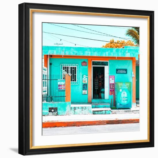 ¡Viva Mexico! Square Collection - "La Esquina" Coral Green Supermarket - Cancun-Philippe Hugonnard-Framed Photographic Print