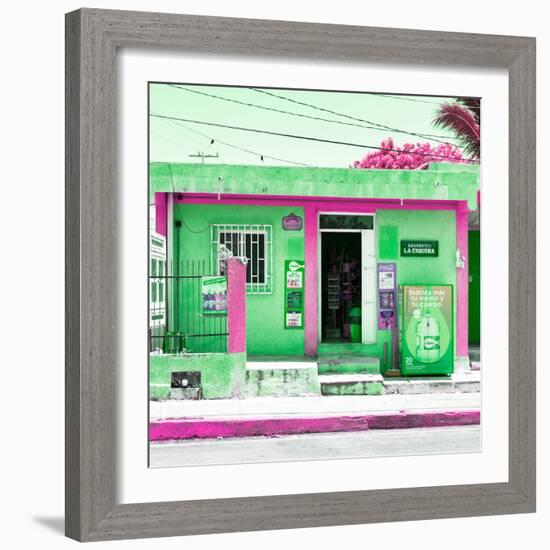 ¡Viva Mexico! Square Collection - "La Esquina" Green Supermarket - Cancun-Philippe Hugonnard-Framed Photographic Print