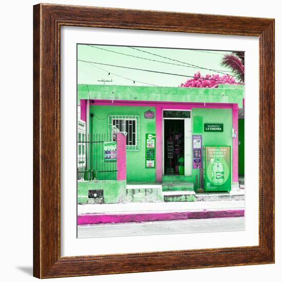 ¡Viva Mexico! Square Collection - "La Esquina" Green Supermarket - Cancun-Philippe Hugonnard-Framed Photographic Print