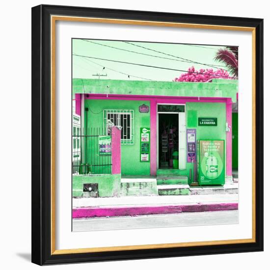 ¡Viva Mexico! Square Collection - "La Esquina" Green Supermarket - Cancun-Philippe Hugonnard-Framed Photographic Print