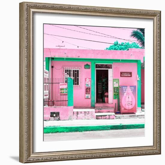 ¡Viva Mexico! Square Collection - "La Esquina" Pink Supermarket - Cancun-Philippe Hugonnard-Framed Photographic Print