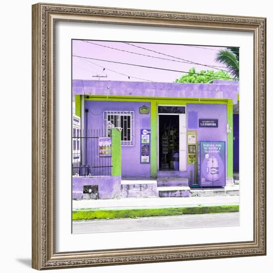 ¡Viva Mexico! Square Collection - "La Esquina" Purple Supermarket - Cancun-Philippe Hugonnard-Framed Photographic Print