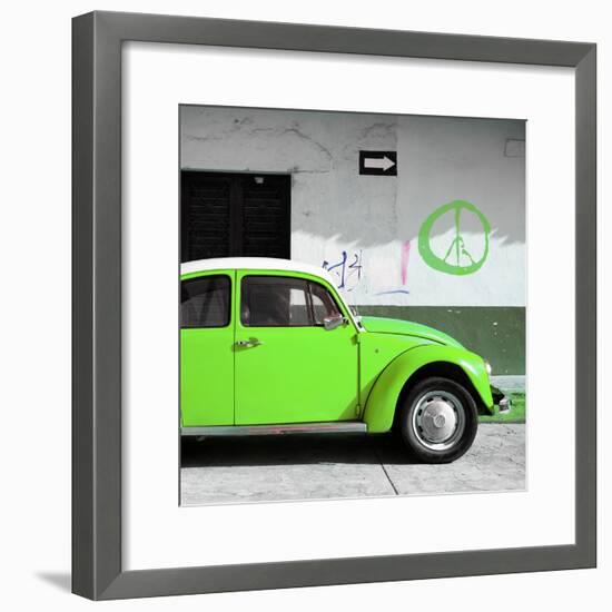 ?Viva Mexico! Square Collection - Lime Green VW Beetle Car & Peace Symbol-Philippe Hugonnard-Framed Photographic Print