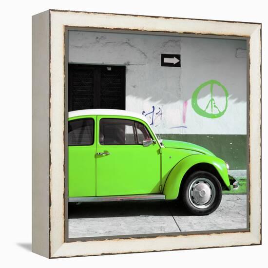 ?Viva Mexico! Square Collection - Lime Green VW Beetle Car & Peace Symbol-Philippe Hugonnard-Framed Premier Image Canvas