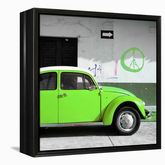 ?Viva Mexico! Square Collection - Lime Green VW Beetle Car & Peace Symbol-Philippe Hugonnard-Framed Premier Image Canvas