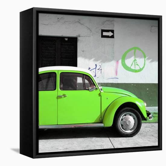 ?Viva Mexico! Square Collection - Lime Green VW Beetle Car & Peace Symbol-Philippe Hugonnard-Framed Premier Image Canvas