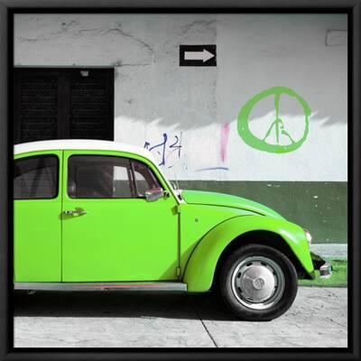Viva Mexico Square Collection Lime Green Vw Beetle Car Peace Symbol Photographic Print Philippe Hugonnard Art Com