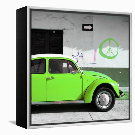 ?Viva Mexico! Square Collection - Lime Green VW Beetle Car & Peace Symbol-Philippe Hugonnard-Framed Premier Image Canvas