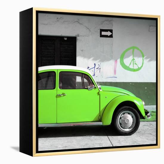 ?Viva Mexico! Square Collection - Lime Green VW Beetle Car & Peace Symbol-Philippe Hugonnard-Framed Premier Image Canvas