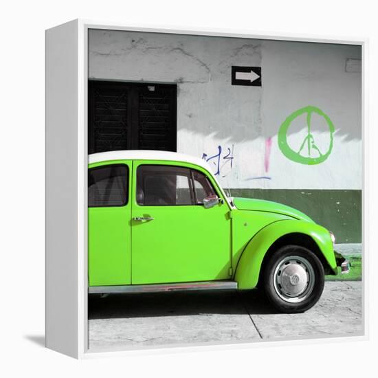 ?Viva Mexico! Square Collection - Lime Green VW Beetle Car & Peace Symbol-Philippe Hugonnard-Framed Premier Image Canvas