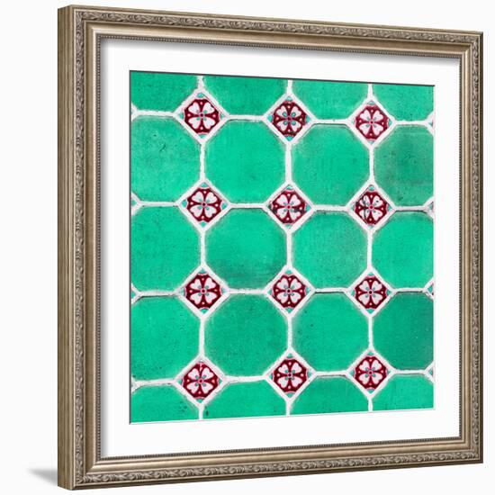 ¡Viva Mexico! Square Collection - Mosaics Coral Green Bricks-Philippe Hugonnard-Framed Photographic Print