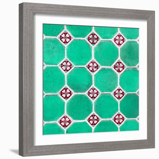 ¡Viva Mexico! Square Collection - Mosaics Coral Green Bricks-Philippe Hugonnard-Framed Photographic Print