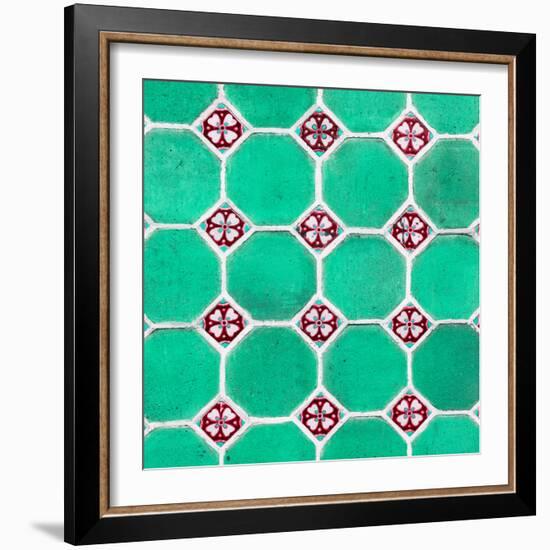 ¡Viva Mexico! Square Collection - Mosaics Coral Green Bricks-Philippe Hugonnard-Framed Photographic Print