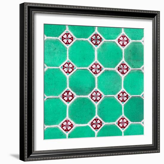 ¡Viva Mexico! Square Collection - Mosaics Coral Green Bricks-Philippe Hugonnard-Framed Photographic Print