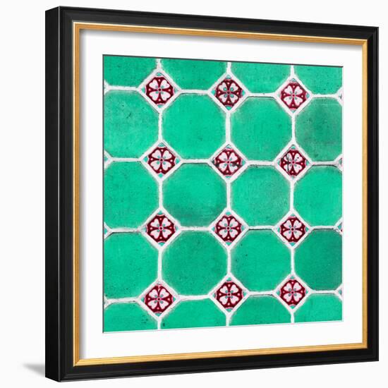 ¡Viva Mexico! Square Collection - Mosaics Coral Green Bricks-Philippe Hugonnard-Framed Photographic Print