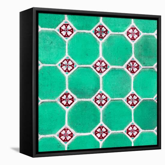 ¡Viva Mexico! Square Collection - Mosaics Coral Green Bricks-Philippe Hugonnard-Framed Premier Image Canvas