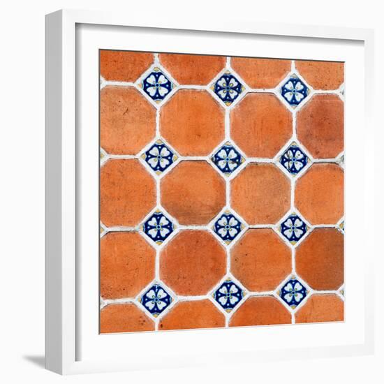 ¡Viva Mexico! Square Collection - Mosaics Orange Bricks-Philippe Hugonnard-Framed Photographic Print