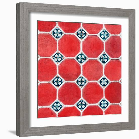 ¡Viva Mexico! Square Collection - Mosaics Red Bricks-Philippe Hugonnard-Framed Photographic Print