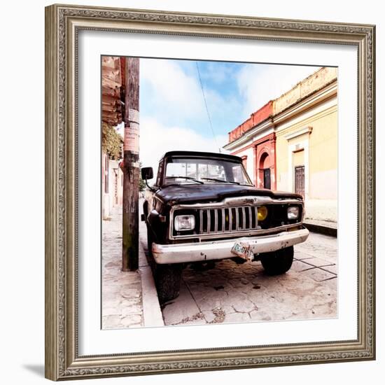 ¡Viva Mexico! Square Collection - Old Jeep in the street of San Cristobal II-Philippe Hugonnard-Framed Photographic Print