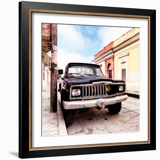 ¡Viva Mexico! Square Collection - Old Jeep in the street of San Cristobal II-Philippe Hugonnard-Framed Photographic Print