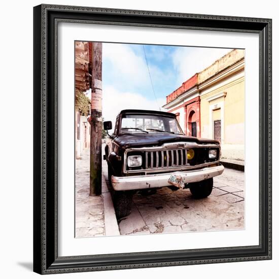 ¡Viva Mexico! Square Collection - Old Jeep in the street of San Cristobal II-Philippe Hugonnard-Framed Photographic Print