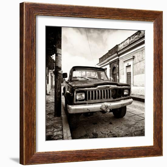 ¡Viva Mexico! Square Collection - Old Jeep in the street of San Cristobal III-Philippe Hugonnard-Framed Photographic Print