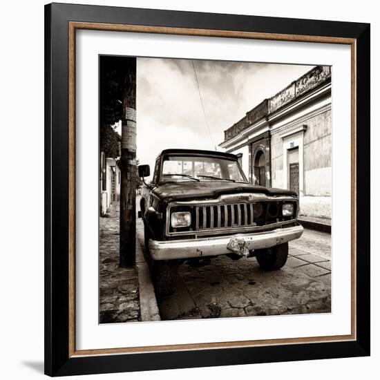 ¡Viva Mexico! Square Collection - Old Jeep in the street of San Cristobal III-Philippe Hugonnard-Framed Photographic Print